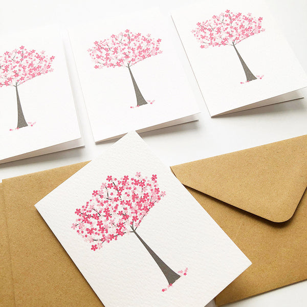 Set of 4 - Mini - Cherry Blossom Mini Gift Cards by mumandmehandmadedesigns- An Australian Online Stationery and Card Shop