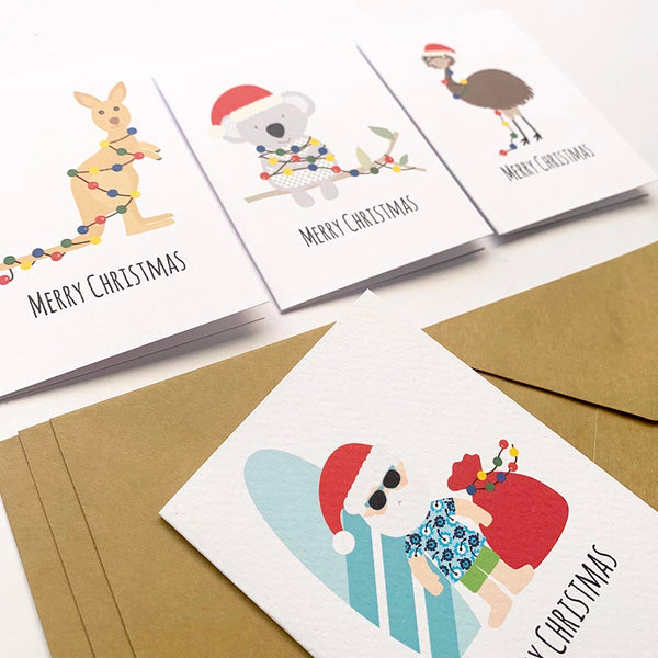 Set of 4 - Mini - Aussie Christmas Mini Gift Cards by mumandmehandmadedesigns- An Australian Online Stationery and Card Shop