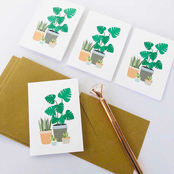 Set of 4 - Mini - Indoor Plants Mini Gift Cards by mumandmehandmadedesigns- An Australian Online Stationery and Card Shop