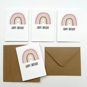 Set of 4: MINI Cards: Pink Rainbow