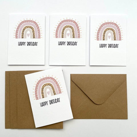 Set of 4: MINI Cards: Pink Rainbow