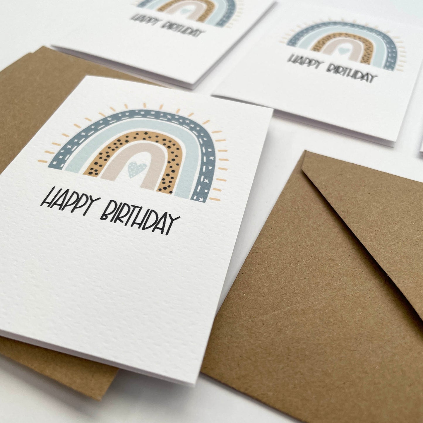 Set of 4: MINI Cards: Blue Rainbow