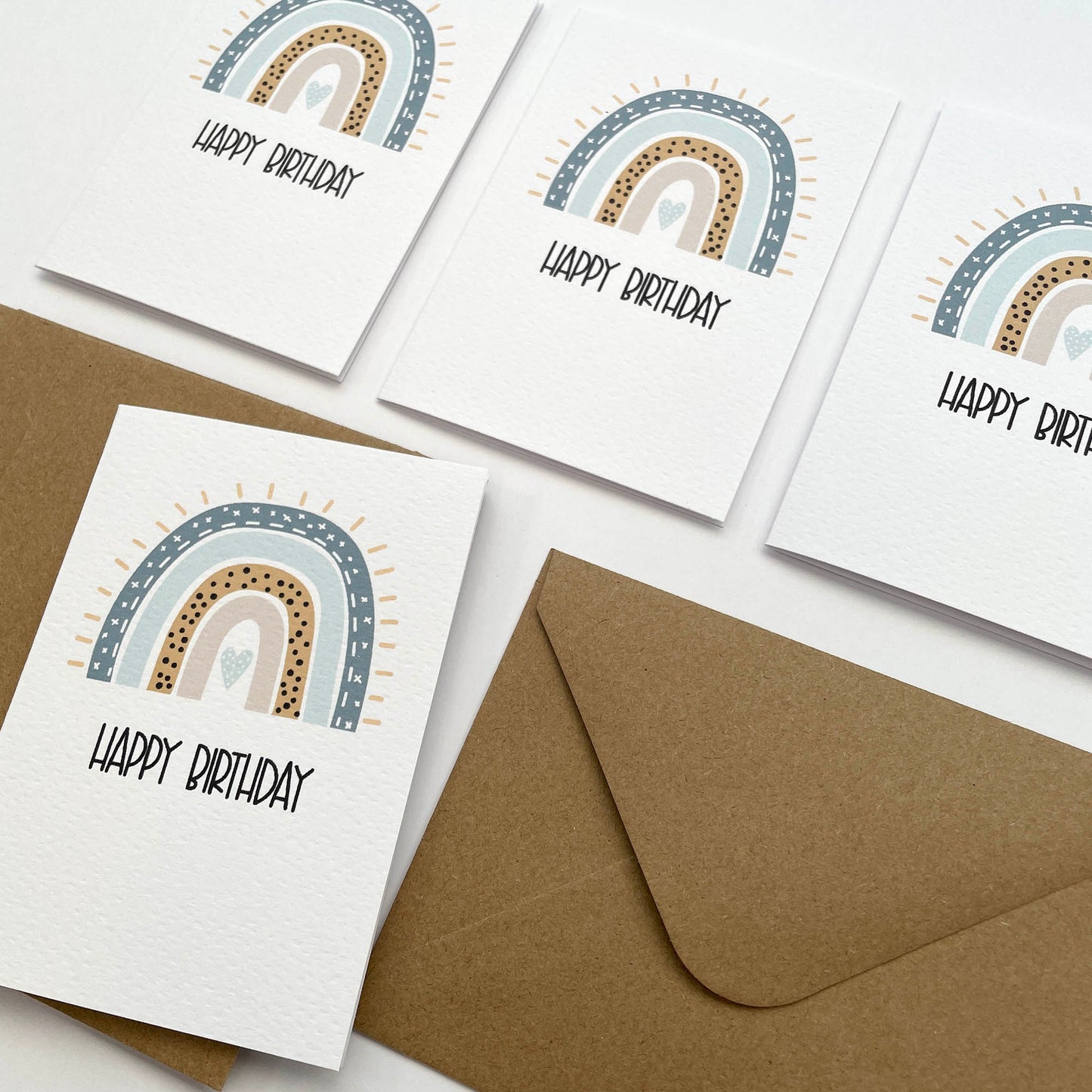 Set of 4: MINI Cards: Blue Rainbow