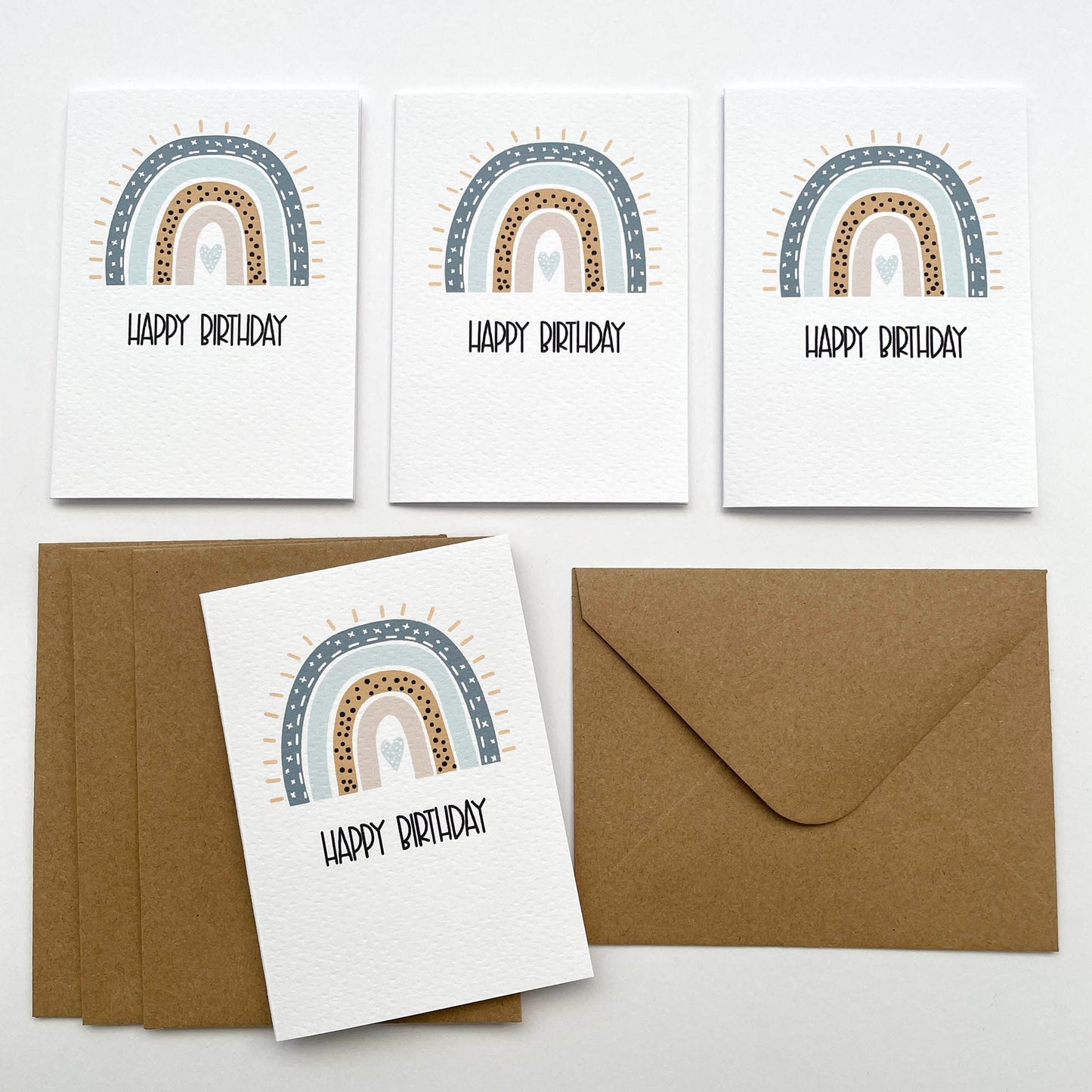Set of 4: MINI Cards: Blue Rainbow
