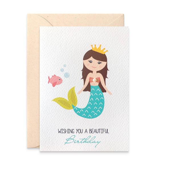 Mermaid with Fish Greeting Card by mumandmehandmadedesigns- An Australian Online Stationery and Card Shop