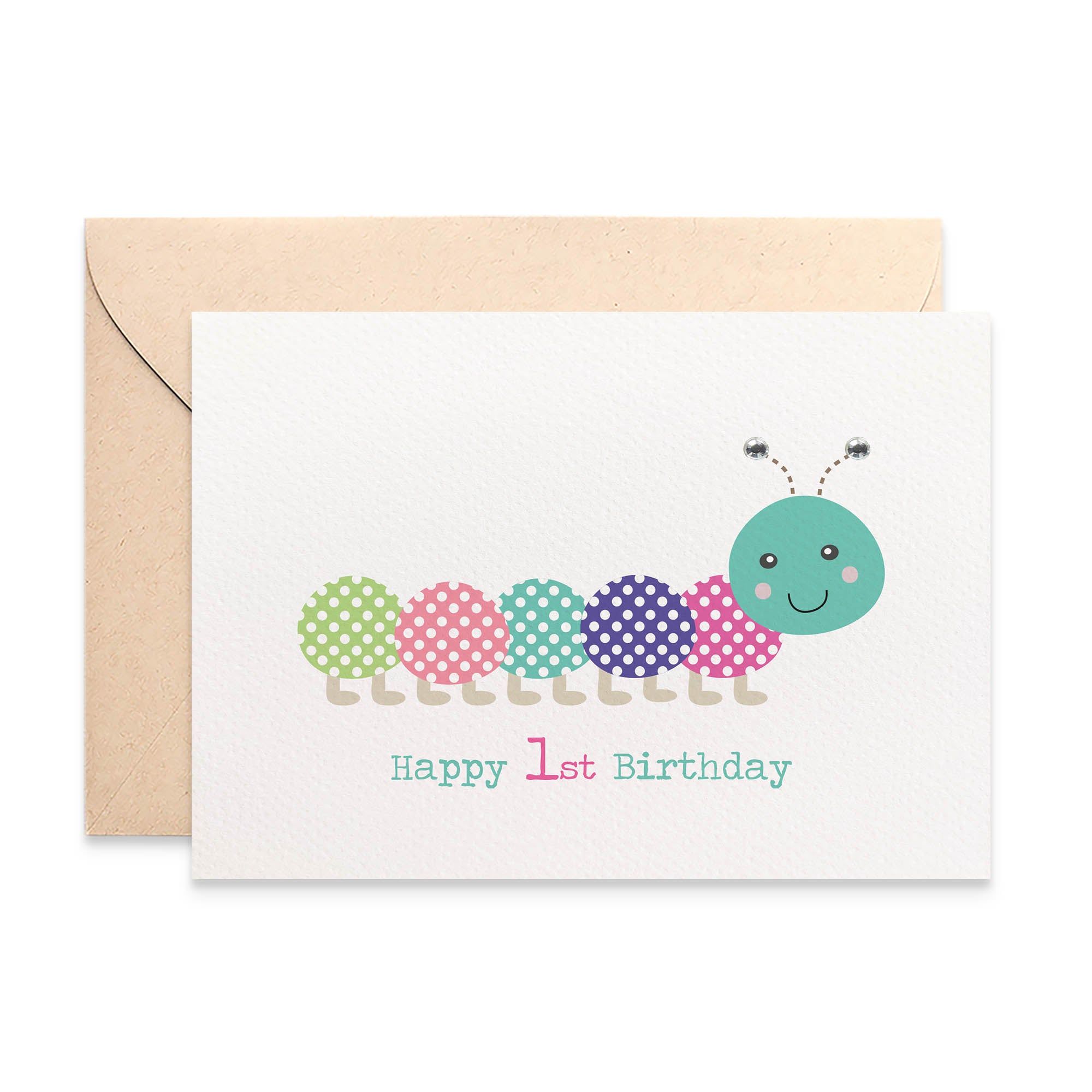 Happy Caterpillar Greeting Card by mumandmehandmadedesigns- An Australian Online Stationery and Card Shop