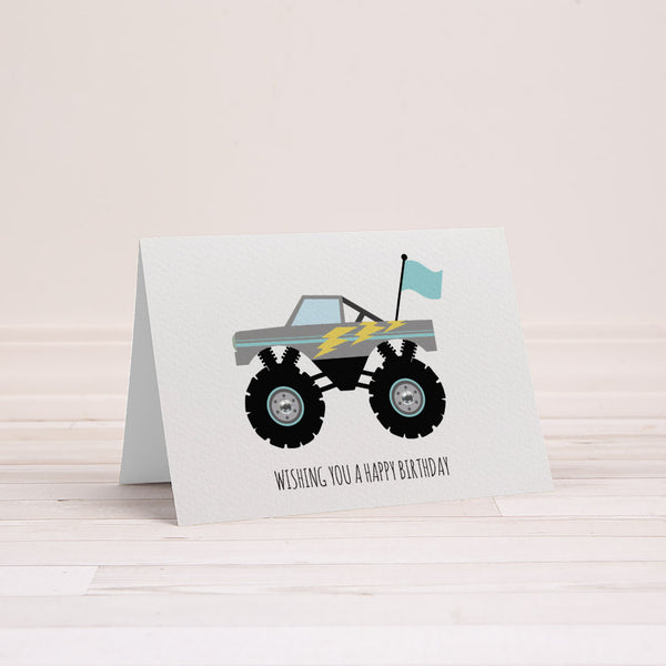 Monster Truck Greeting Card by mumandmehandmadedesigns- An Australian Online Stationery and Card Shop