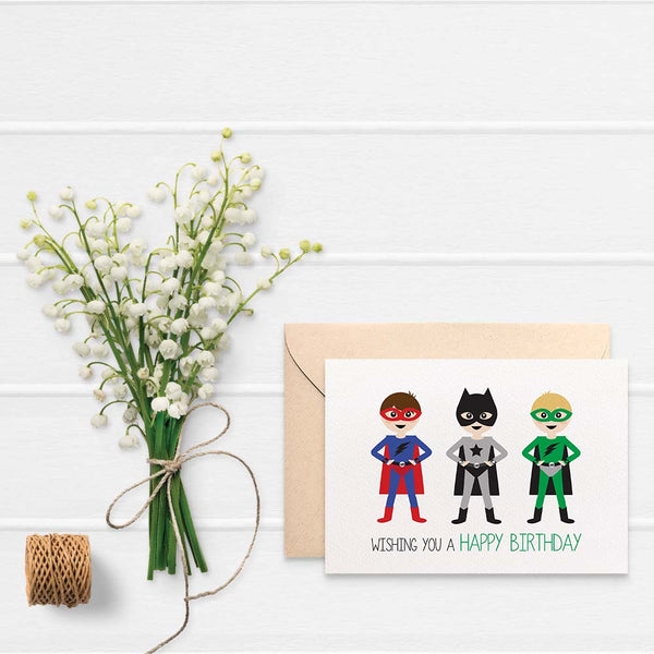 Superheroes Greeting Card by mumandmehandmadedesigns- An Australian Online Stationery and Card Shop