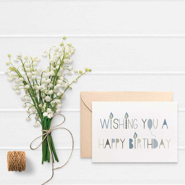 Blue Birthday Candles Greeting Card by mumandmehandmadedesigns- An Australian Online Stationery and Card Shop