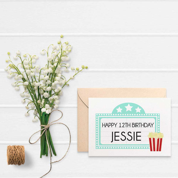 Personalised - Movie Marquee Greeting Card by mumandmehandmadedesigns- An Australian Online Stationery and Card Shop