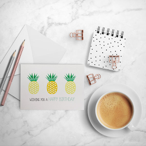 Geometric Pineapples Greeting Card by mumandmehandmadedesigns- An Australian Online Stationery and Card Shop