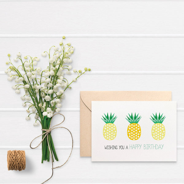 Geometric Pineapples Greeting Card by mumandmehandmadedesigns- An Australian Online Stationery and Card Shop