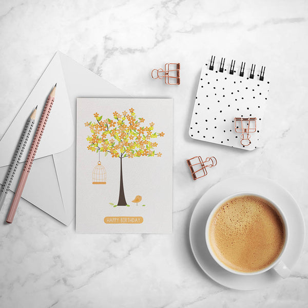Orange Blossom Tree Greeting Card by mumandmehandmadedesigns- An Australian Online Stationery and Card Shop