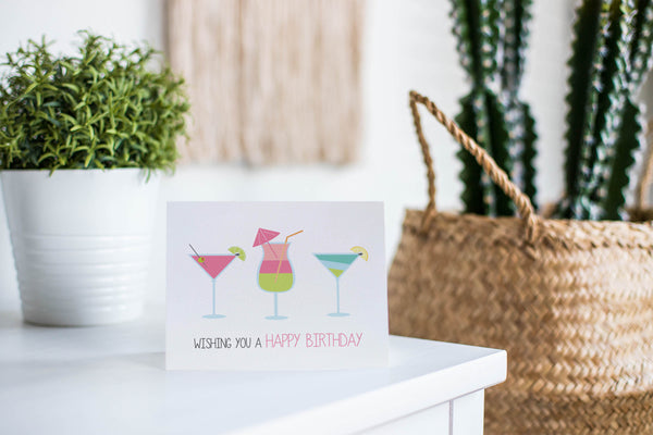 Cocktail Drinks Greeting Card by mumandmehandmadedesigns- An Australian Online Stationery and Card Shop