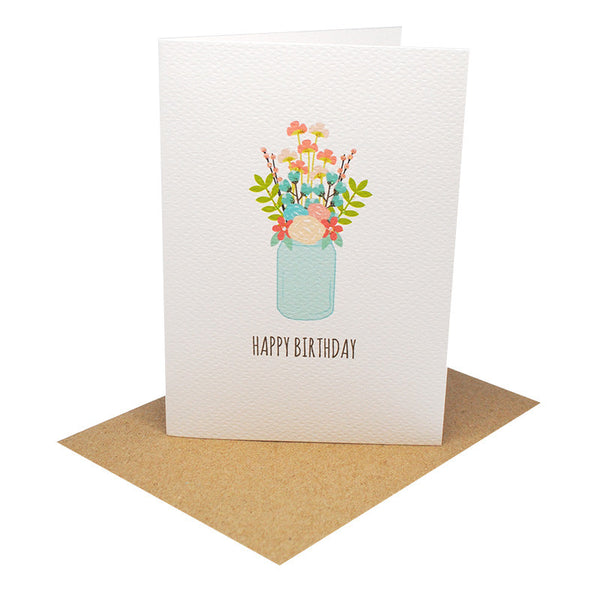 Flowers in Mason Jar Greeting Card by mumandmehandmadedesigns- An Australian Online Stationery and Card Shop