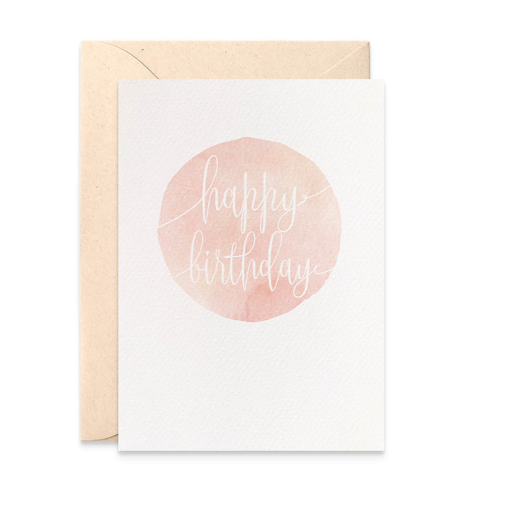 Watercolour Circle - Blush Greeting Card by mumandmehandmadedesigns- An Australian Online Stationery and Card Shop
