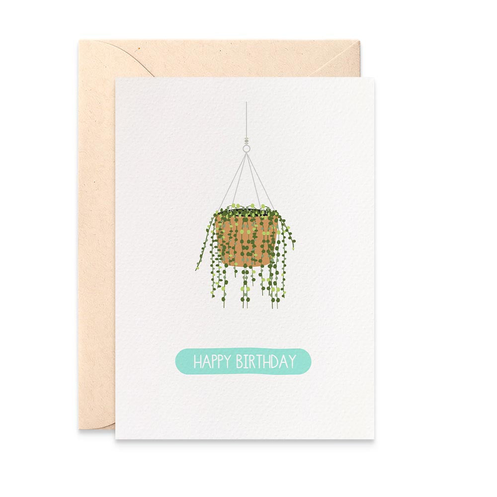 Hanging Pot Plant Greeting Card by mumandmehandmadedesigns- An Australian Online Stationery and Card Shop