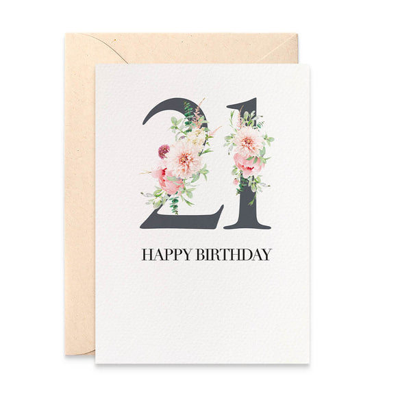 Pink Floral Number - Any Age Greeting Card by mumandmehandmadedesigns- An Australian Online Stationery and Card Shop