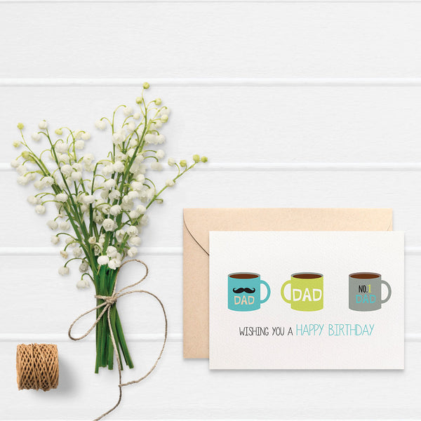 Coffee Cups for Dad Greeting Card by mumandmehandmadedesigns- An Australian Online Stationery and Card Shop