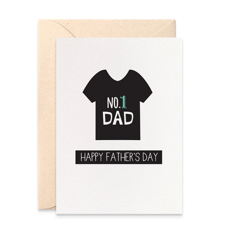 No. 1 Dad T-shirt Greeting Card by mumandmehandmadedesigns- An Australian Online Stationery and Card Shop