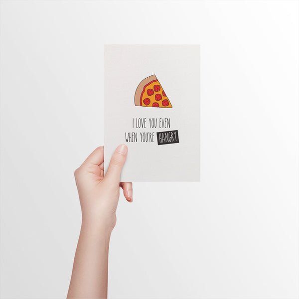 Hangry Pizza Greeting Card by mumandmehandmadedesigns- An Australian Online Stationery and Card Shop