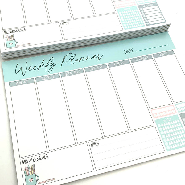 Blue Weekly Planner Notepad A4