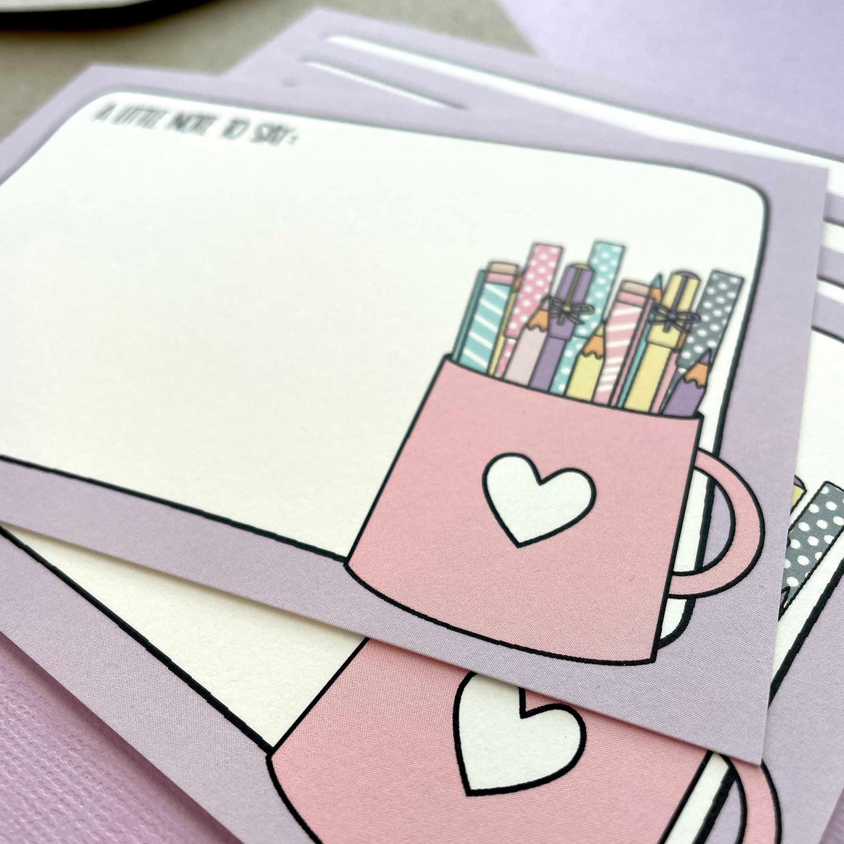 Note Card With Pen Notecard Pack: Pens in Mug, Set of 5 Notecards for Stationery Lovers ...