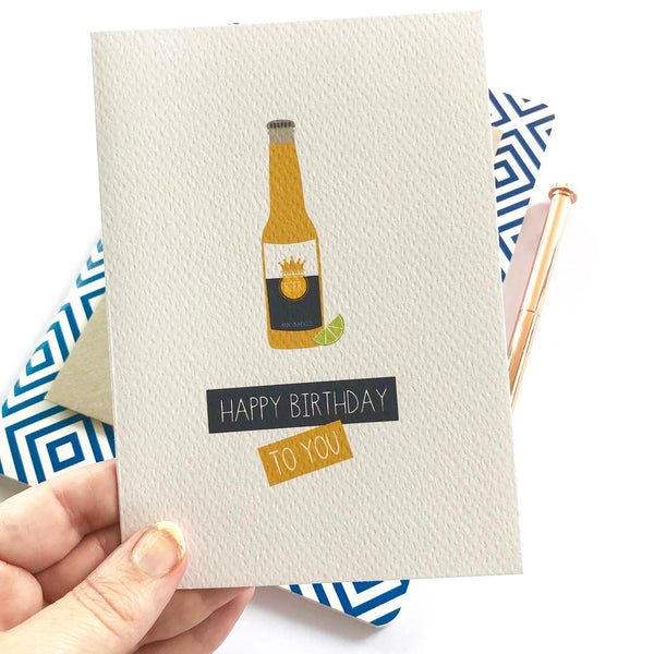 Beer with Lime Greeting Card by mumandmehandmadedesigns- An Australian Online Stationery and Card Shop