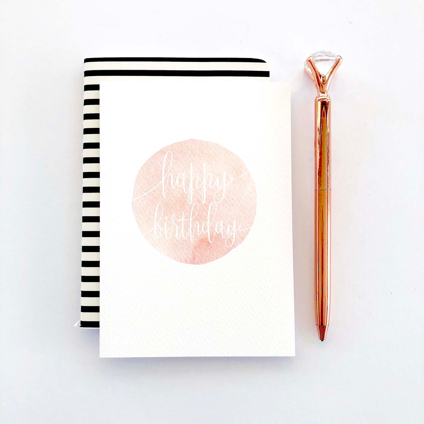 Watercolour Circle - Blush Greeting Card by mumandmehandmadedesigns- An Australian Online Stationery and Card Shop