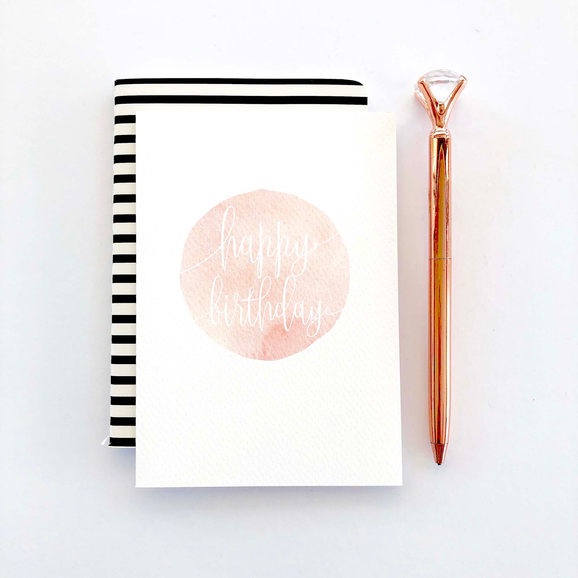 Watercolour Circle - Blush Greeting Card by mumandmehandmadedesigns- An Australian Online Stationery and Card Shop