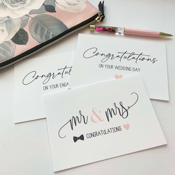 Set of 3 - Wedding Greeting Cards by mumandmehandmadedesigns- An Australian Online Stationery and Card Shop