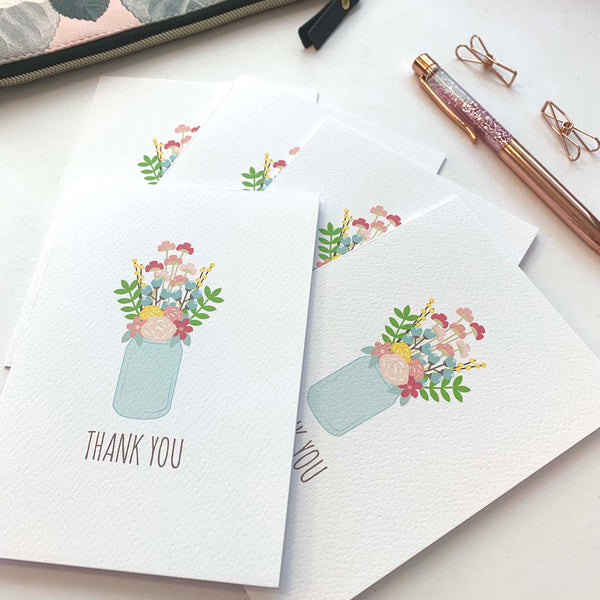 Set of 5 - Mason Jar Greeting Cards by mumandmehandmadedesigns- An Australian Online Stationery and Card Shop