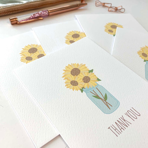 Set of 5 - Sunflowers Greeting Cards by mumandmehandmadedesigns- An Australian Online Stationery and Card Shop