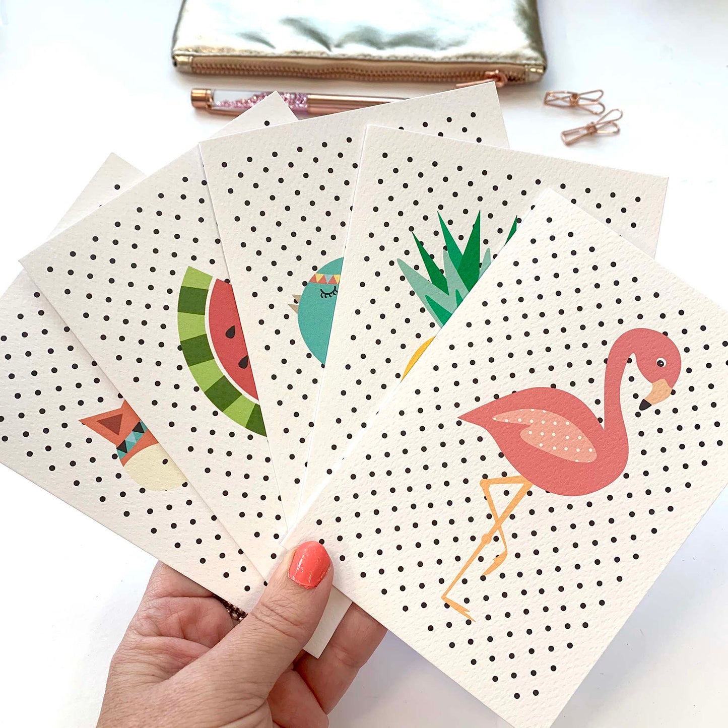 Set of 5 - Blank Spotty Greeting Cards by mumandmehandmadedesigns- An Australian Online Stationery and Card Shop