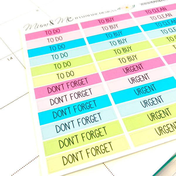 Stickers - Headers-Planner Stickers by Mum and Me Handmade Designs - An Australian Online Stationery, Planner Stickers and Card Shop