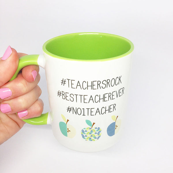 Mug - Teacher Hashtags Green Coffee Mug by mumandmehandmadedesigns- An Australian Online Stationery and Card Shop