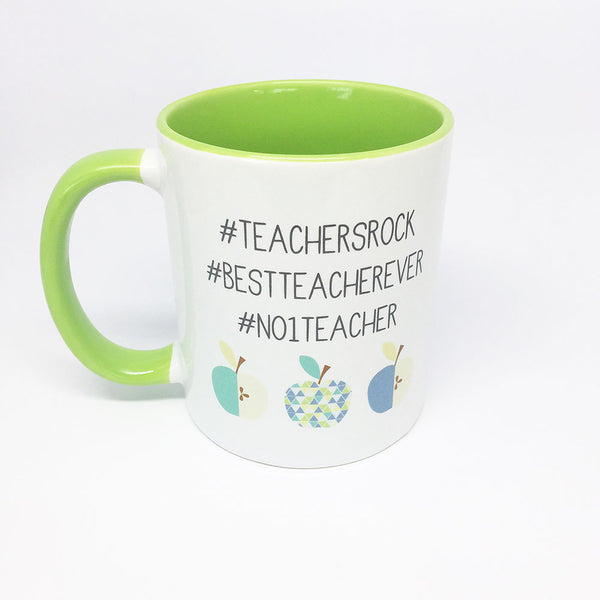 Mug - Teacher Hashtags Green Coffee Mug by mumandmehandmadedesigns- An Australian Online Stationery and Card Shop