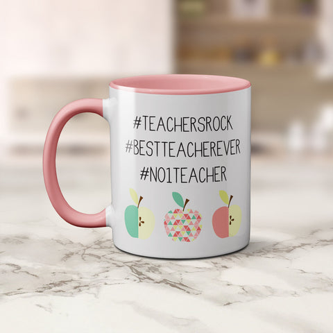 Mug - Teacher Hashtags Pink Coffee Mug by mumandmehandmadedesigns- An Australian Online Stationery and Card Shop