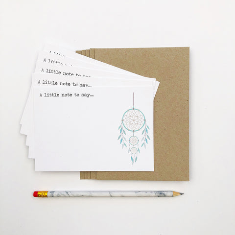 Set of 5 - Dreamcatcher Notecards by mumandmehandmadedesigns- An Australian Online Stationery and Card Shop