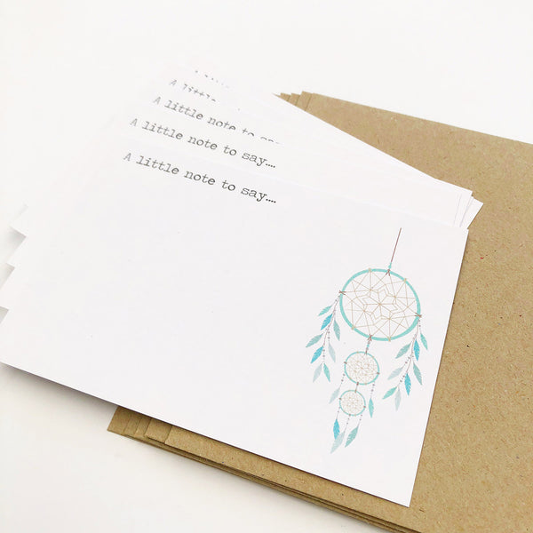 Set of 5 - Dreamcatcher Notecards by mumandmehandmadedesigns- An Australian Online Stationery and Card Shop