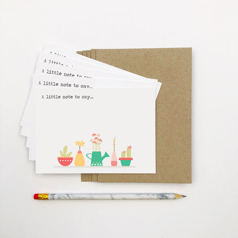 Set of 5 - Pot Plants Notecards by mumandmehandmadedesigns- An Australian Online Stationery and Card Shop