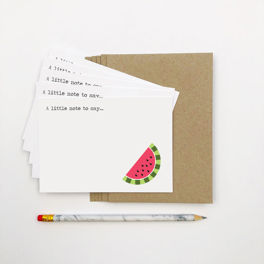 Set of 5 - Watermelon Notecards by mumandmehandmadedesigns- An Australian Online Stationery and Card Shop