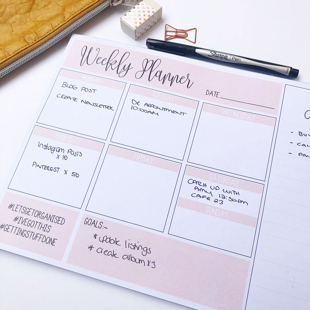 Weekly Planner Notepad A4 Notepads by mumandmehandmadedesigns- An Australian Online Stationery and Card Shop