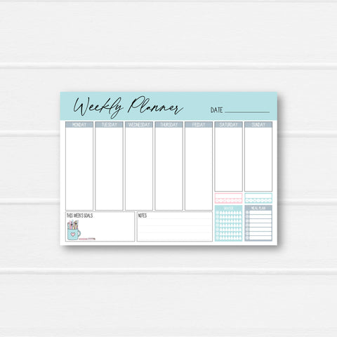 Blue Weekly Planner Notepad A4