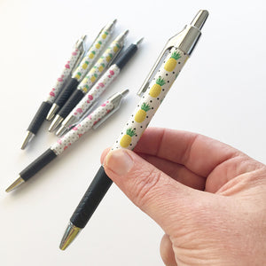 Pens - Flamingo/Pineapple Pens by mumandmehandmadedesigns- An Australian Online Stationery and Card Shop