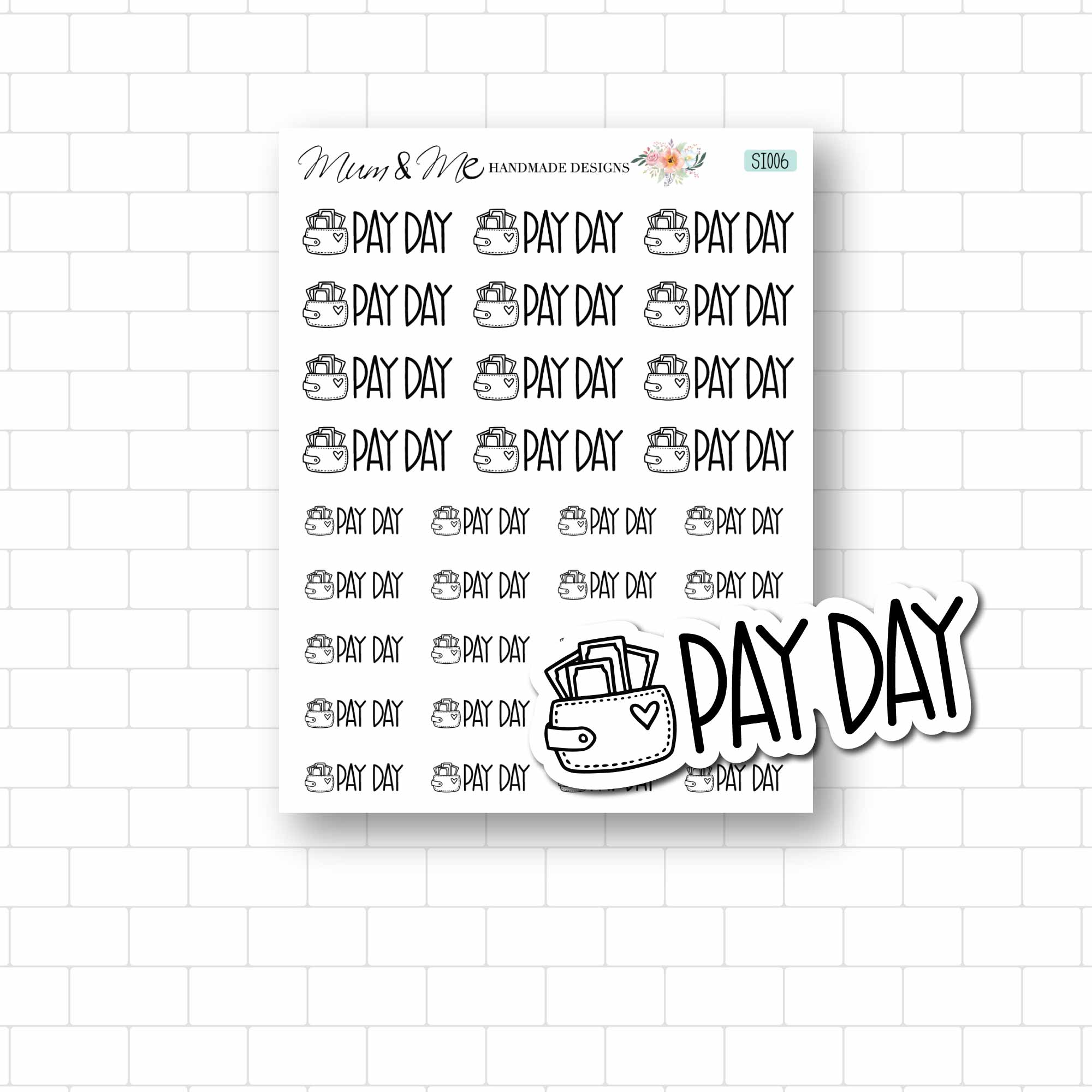 Pay Day Lettering Script Icon Planner Stickers, Pay Day Script Word Stickers, Pay Day ...