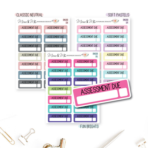 Stickers: Assessment Due