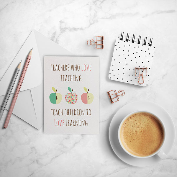 Teachers Quote with Apples Greeting Card by mumandmehandmadedesigns- An Australian Online Stationery and Card Shop