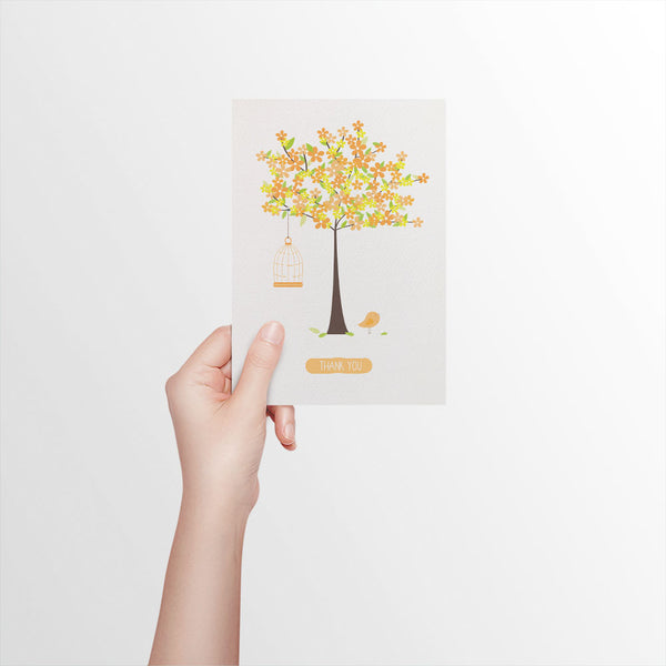 Blossom Tree with Birdcage Greeting Card by mumandmehandmadedesigns- An Australian Online Stationery and Card Shop