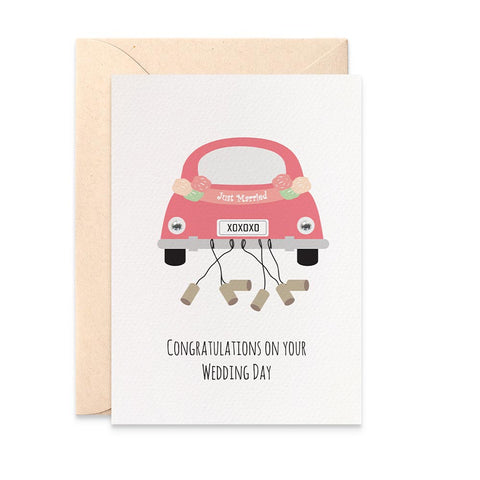 Bridal Car Just Married Greeting Card by mumandmehandmadedesigns- An Australian Online Stationery and Card Shop